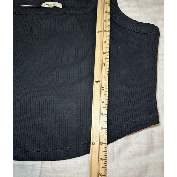 MADEWELL Tailored Crop Tank Sleekhold Ribbed‎ True Black Women's XXL NWT - Picture 7 of 8